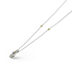 Discount Petite Two-Tone Knot Diamond Pendant Necklace Diamonds
