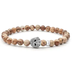 Shop Picture Jasper Skull Bracelet Silver