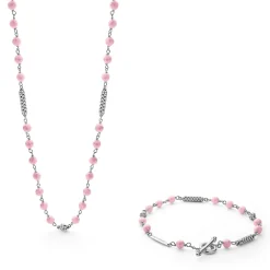 Store Pink Ceramic Beaded Gift Set Silver