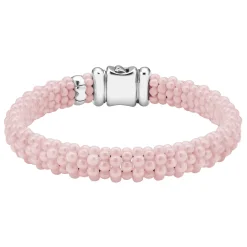 New Pink Ceramic Caviar Bracelet Gift Set Silver