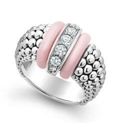 Best Pink Ceramic Caviar Diamond Ring Diamonds