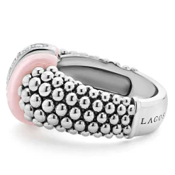 Best Pink Ceramic Caviar Diamond Ring Diamonds