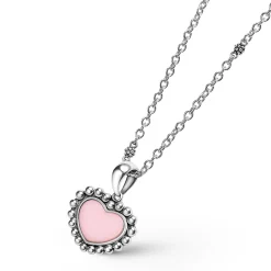 Shop Pink Ceramic Heart Necklace Silver