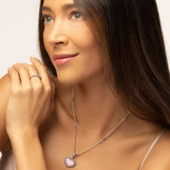 Shop Pink Ceramic Heart Necklace Silver