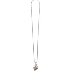Clearance Pink Sapphire And Diamond Seahorse Pendant Necklace Two-Tone