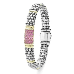 Sale Pink Sapphire Caviar Bracelet | 9Mm Two-Tone