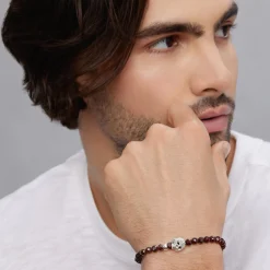 Cheap Red Garnet Skull Bracelet Bracelets