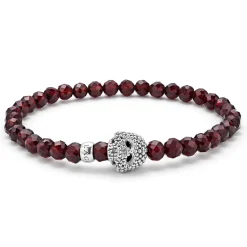 Shop Red Garnet Skull Bracelet Silver