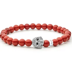 Cheap Red Jasper Skull Bracelet Silver
