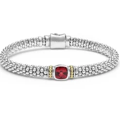Outlet Rhodolite Garnet Caviar Bracelet | 6Mm Two-Tone