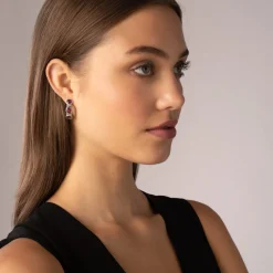 Fashion Rhodolite Garnet Hoop Earrings Gemstones