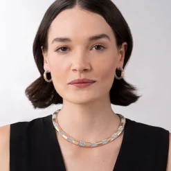 Fashion Rose Gold Station Caviar Hoop Earrings Hoop Earrings