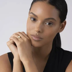 Discount Round Mother Of Pearl Stacking Ring Gold