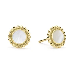 Hot Round Mother Of Pearl Stud Earrings Gold