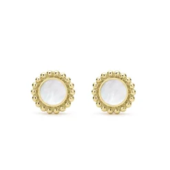 Hot Round Mother Of Pearl Stud Earrings Gold