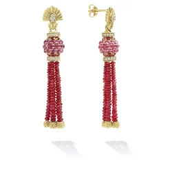 Flash Sale Ruby And Diamond Tassel Drop Earrings Diamonds
