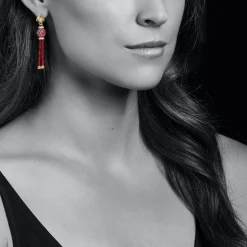 Flash Sale Ruby And Diamond Tassel Drop Earrings Diamonds