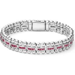 Fashion Ruby Link Bracelet Silver
