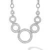 Hot Seven Circle Diamond Link Necklace Silver