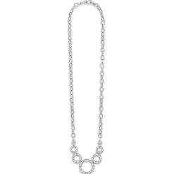 Hot Seven Circle Diamond Link Necklace Silver