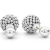 Cheap Silver Beaded Front-Back Earrings Caviar Earrings
