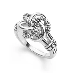 Online Silver Love Knot Ring Caviar Rings
