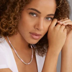 Hot Silver Station Ceramic Beaded Necklace | 5Mm Two-Tone