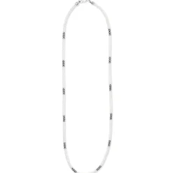 Clearance Silver Station Ceramic Beaded Necklace 3Mm Silver