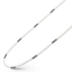 Clearance Silver Station Ceramic Beaded Necklace 3Mm Silver