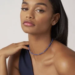 New Silver Station Ceramic Beaded Necklace 3Mm Silver