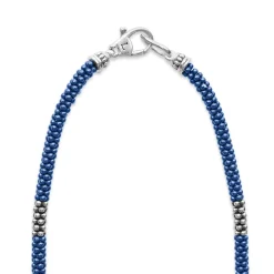 New Silver Station Ceramic Beaded Necklace 3Mm Silver