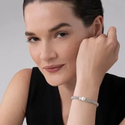 Store Silver X Pearl Caviar Bracelet | 6Mm Silver