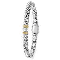 Cheap Single Station Diamond Caviar Bracelet | 6Mm Two-Tone