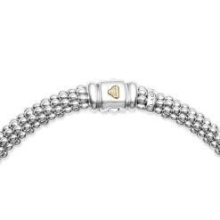 Fashion Single Station Diamond Caviar Necklace Two-Tone