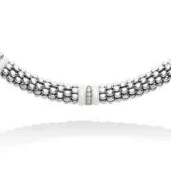 Discount Single Station Diamond Caviar Necklace Two-Tone