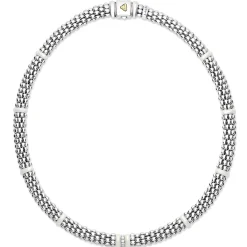 Discount Single Station Diamond Caviar Necklace Two-Tone