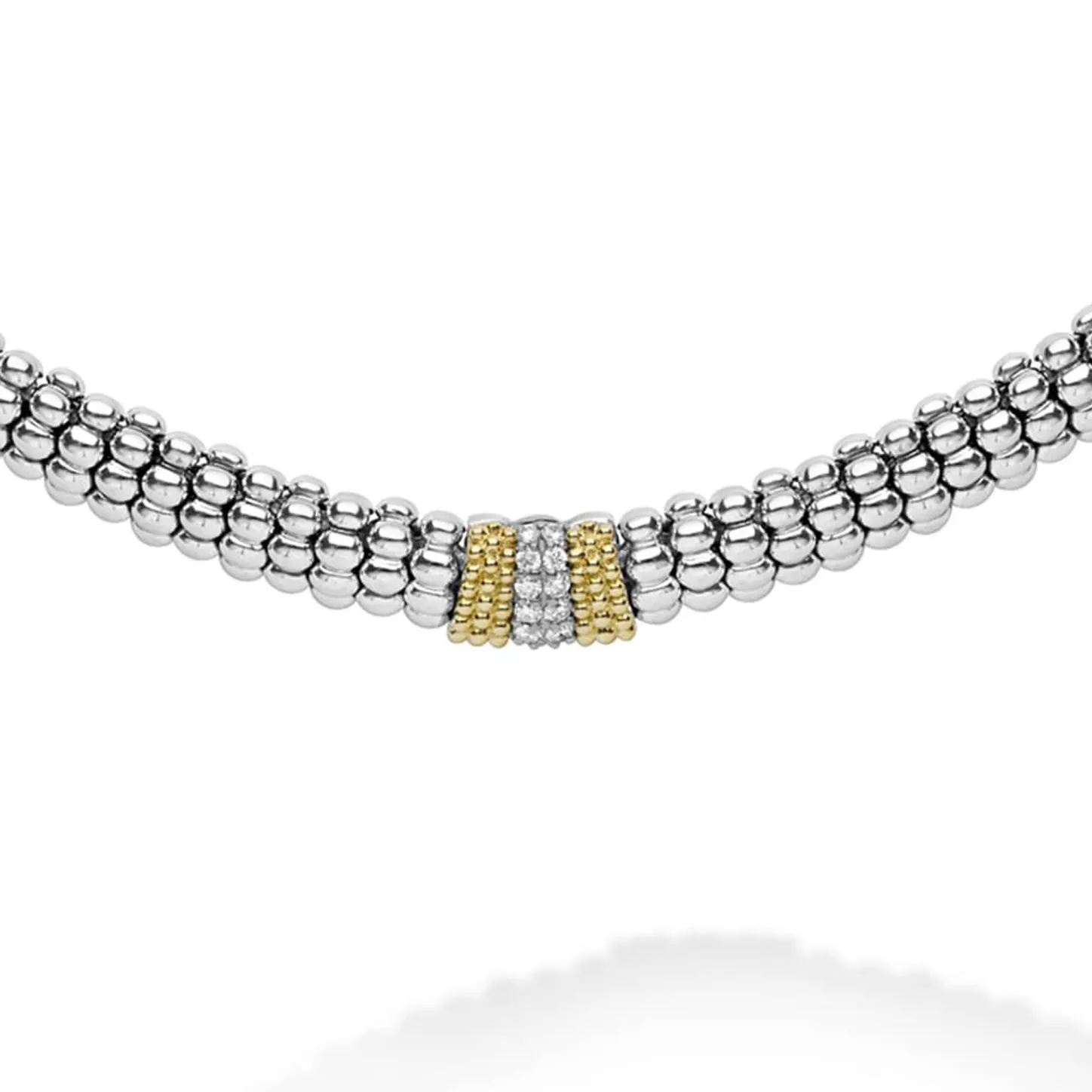 Cheap Single Station Diamond Caviar Necklace Two-Tone