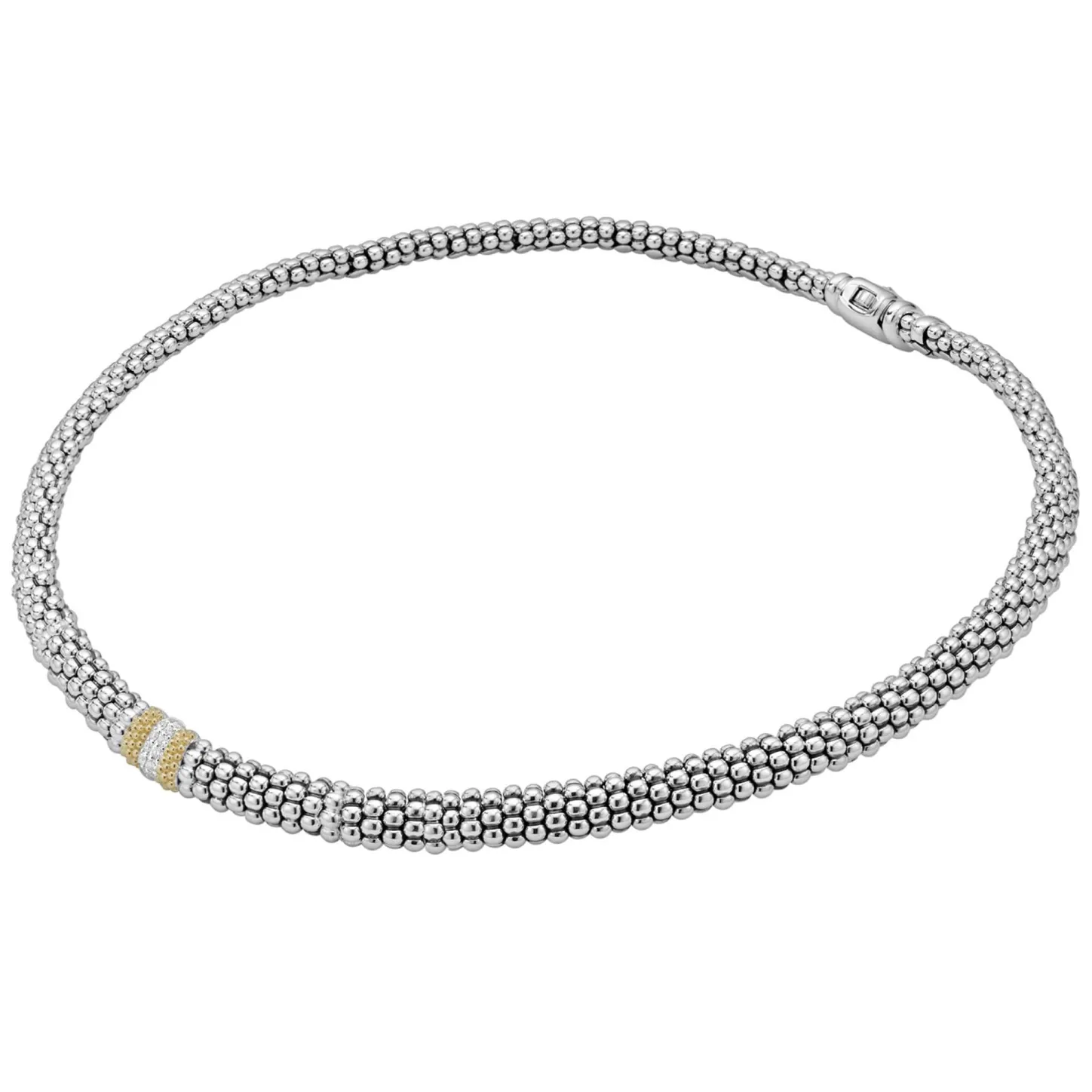 Cheap Single Station Diamond Caviar Necklace Two-Tone
