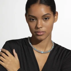 Online Single Station Diamond Caviar Necklace Silver