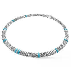 Online Single Station Diamond Caviar Necklace Silver