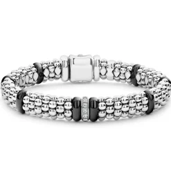 Best Sale Single Station Diamond Caviar Bracelet | 9Mm Silver