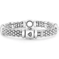 Shop Single Station Diamond Circle Caviar Bracelet | 9Mm Silver