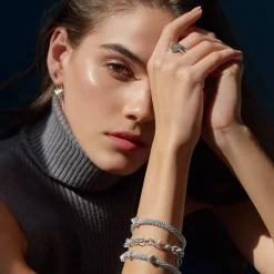 Fashion Single Station Pyramid Caviar Bracelet | 6Mm Two-Tone