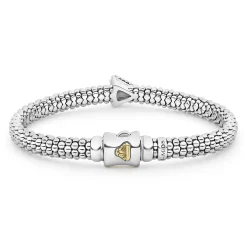 Fashion Single Station Pyramid Caviar Bracelet | 6Mm Two-Tone