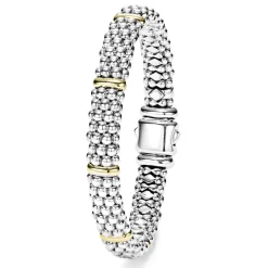 Shop Six Gold Station Caviar Bracelet | 9Mm Two-Tone