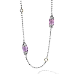 Cheap Six Station Amethyst Necklace Two-Tone