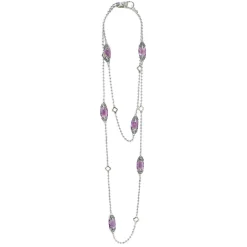 Cheap Six Station Amethyst Necklace Two-Tone