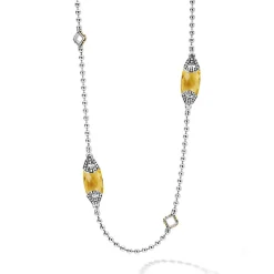 New Six Station Citrine Necklace Two-Tone