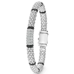 Flash Sale Six Station Diamond Caviar Bracelet | 6Mm Silver