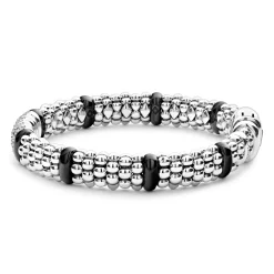 Store Six Station Diamond Caviar Bracelet | 9Mm Silver